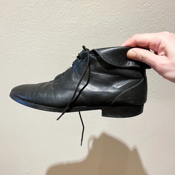 Black Leather Lace-Up Ankle Boots - Women's Size 9 - Picture 8 of 16